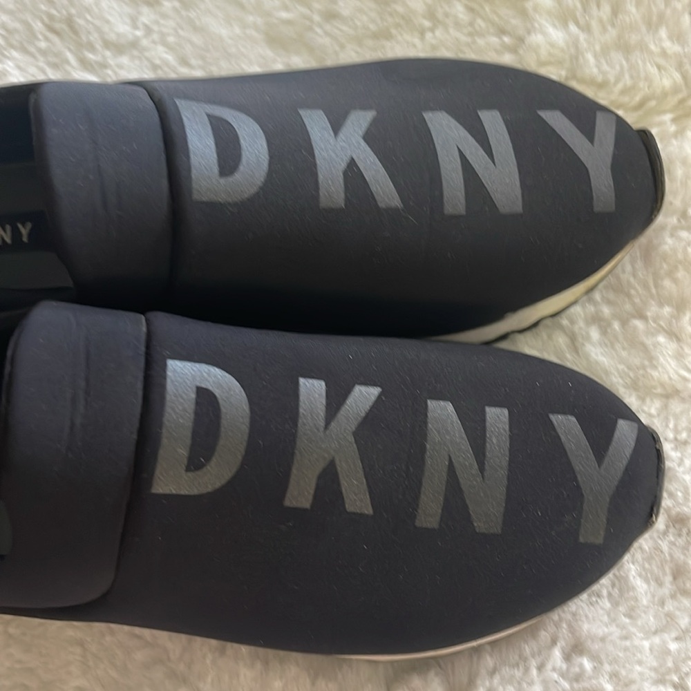DKNY Black Slip-On Sneakers with Black Shine Logo